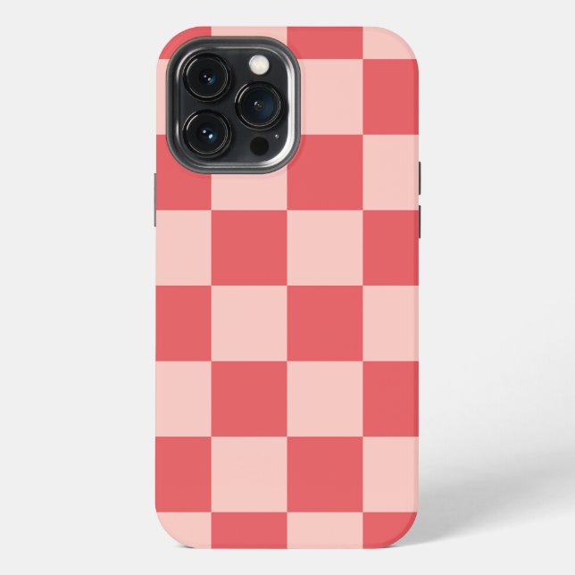 Pink Red Chequered Gingham Pattern iPhone Case (Back)