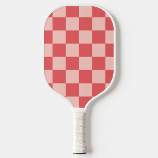 Pink Red Chequered Gingham Pattern Pickleball Paddle