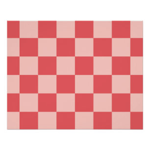 Pink Red Chequered Gingham Pattern Poster