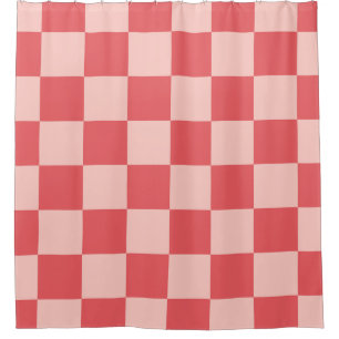 Pink Red Chequered Gingham Pattern Shower Curtain