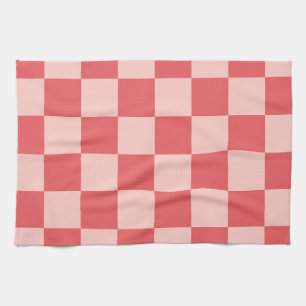 Pink Red Chequered Gingham Pattern Tea Towel