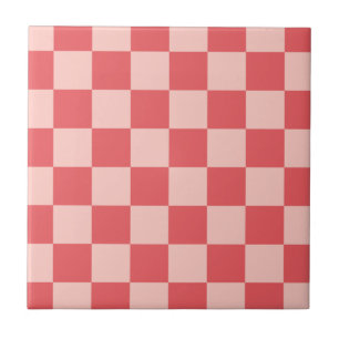 Pink Red Chequered Gingham Pattern Tile