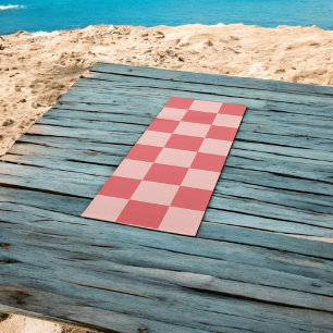 Pink Red Chequered Gingham Pattern Yoga Mat