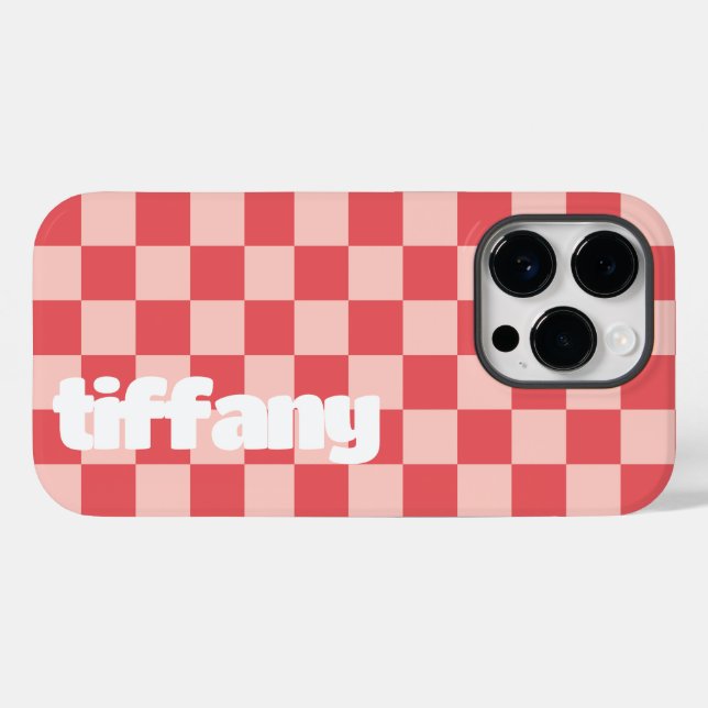 Pink Red Chequered Phone Case (Back (Horizontal))