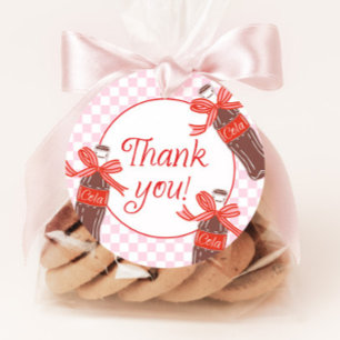 Pink & Red Chequered Retro Girls Baby Shower Favour Tags