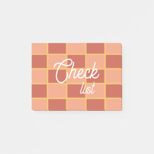 Pink Red Chequered Square Pattern Post-it Notes