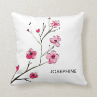 Pink Red Cherry Blossom watercolor flowers custom