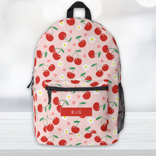 Pink & Red Cherry   Daisy pattern Backpack