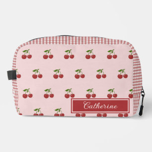 Pink Red Cherry Gingham Pattern Simple Fruit Dopp Kit