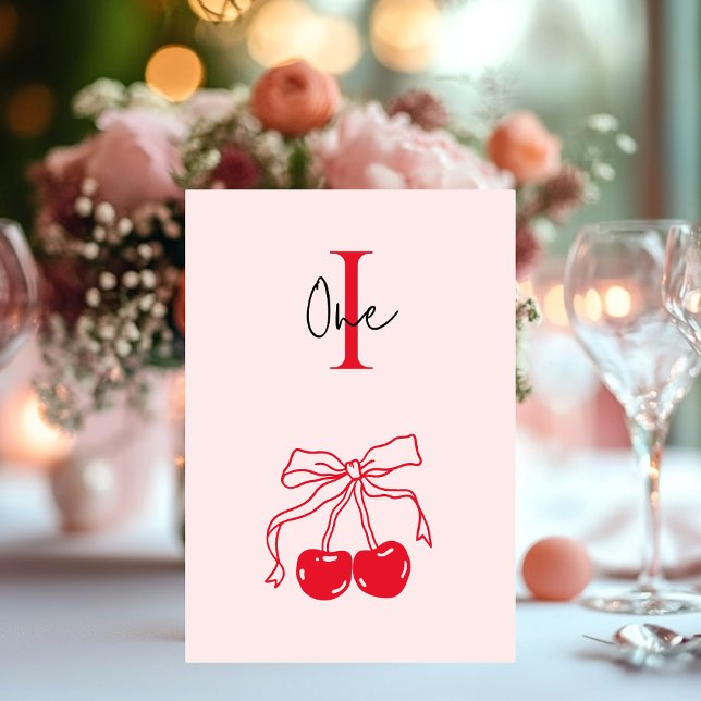 Pink & Red Cherry  Table Number (Creator Uploaded)