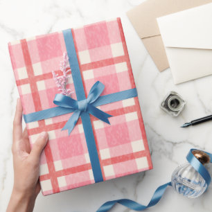 Pink & Red Christmas Gingham Wrapping Paper