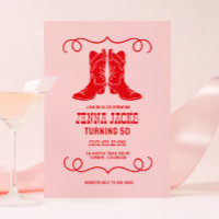 Pink Red Cowgirl Boots Ladies Birthday Party