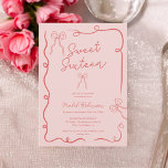 Pink red cute bows ribbons illustrations Sweet 16 Invitation<br><div class="desc">Celebrate your birthday with our Boho Bow Ribbons Sweet 16 Invitation! This trendy and stylish invite features a cool scribbled design illustration design with playful bow and ribbon illustrations in a charming, hand-drawn style with squiggles lines and frame. The editable soft pink background sets a whimsical and elegant tone, perfect...</div>