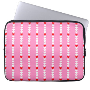 Pink Red Cute Simple Heart Stripe Y2K Pattern  Laptop Sleeve