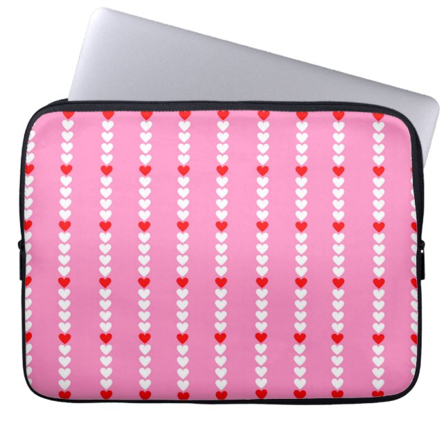 Pink Red Cute Simple Heart Stripe Y2K Pattern  Laptop Sleeve (Front)