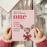 Pink & Red Deer Birthday | Winter Woodland Party