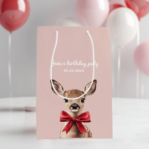 Pink & Red Deer Gift Bag Woodland Birthday Party