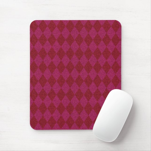 Pink & Red Diamond Glitter Mouse Pad (With Mouse)