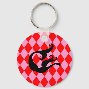 Pink & Red Diamonds Mermaid Key Ring