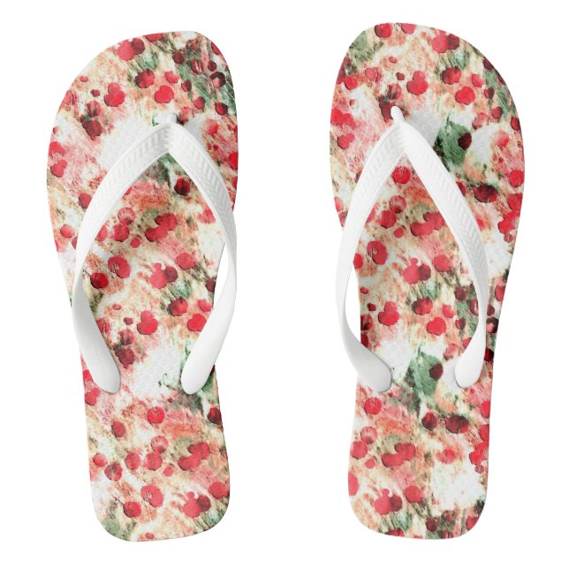 Pink Red Dirty Polka Dot Grunge Jandals (Footbed)