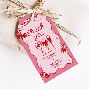 Pink Red Dirty Thirty Birthday Party Gift Tags