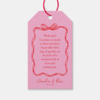Pink Red Doodle Cute Wedding Welcome 
