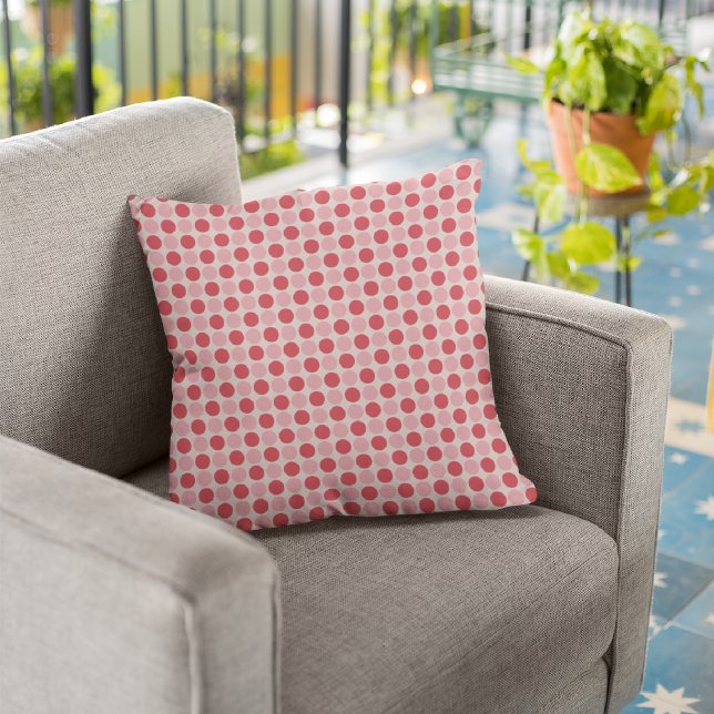 Pink & Red Dots/Damask Decorative Throw Pillow (Creator Uploaded)