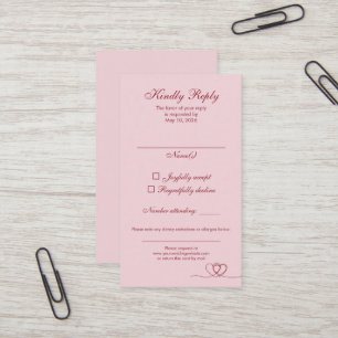 Pink Red Elegant Calligraphy Wedding RSVP Card