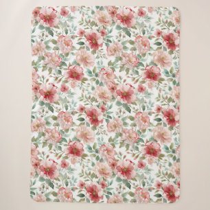 Pink Red Floral Birthday Sherpa Blanket