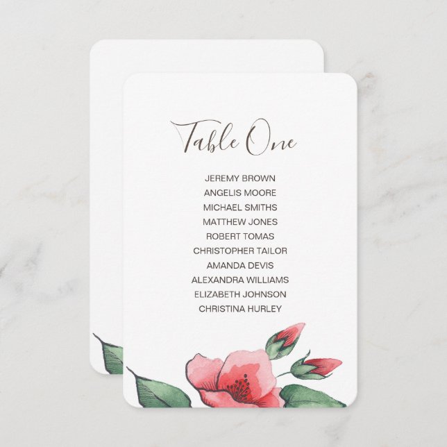 Pink red floral green wedding seating chart. invitation (Front/Back)
