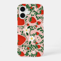 Pink & Red Floral Vines Strawberry Cute