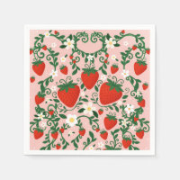 Pink & Red Floral Vines Strawberry Stickers