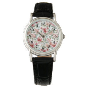 Pink Red Floral   Watch