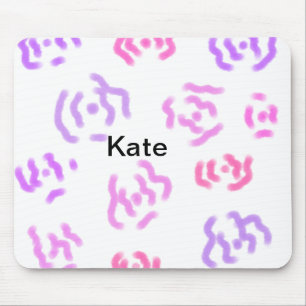 Pink red floral watercolor add name text modern th mouse pad