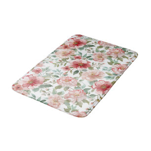 Pink Red Flowers Bath Mat