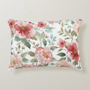 Pink Red Flowers Decorative Cushion