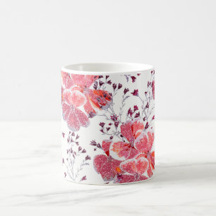 Pink-red flowers on white. coffee mug