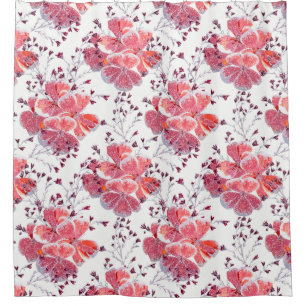 Pink-red flowers on white. shower curtain