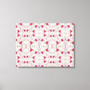 Pink red flowers Pattern Art Canvas Print