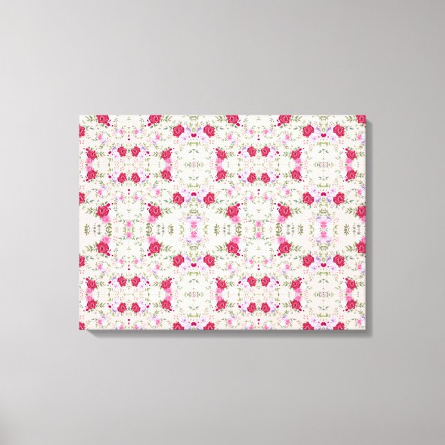 Pink red flowers Pattern Art Canvas Print (Front)