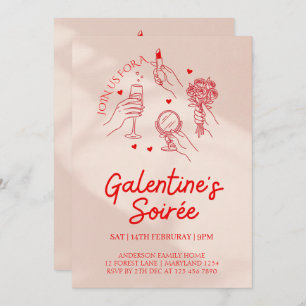 Pink & Red Galentine’s Day Party Invitation Templa