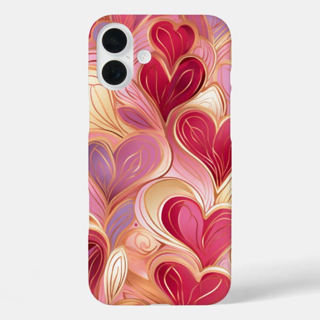 PINK RED GOLD VALENTINE LOVE HEARTS Case-Mate iPhone CASE (Back)