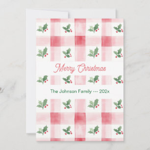 Pink Red Green Retro Christmas Pattern Holiday Card