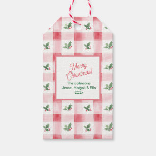 Pink Red Green Retro Pattern Christmas Gift Tags