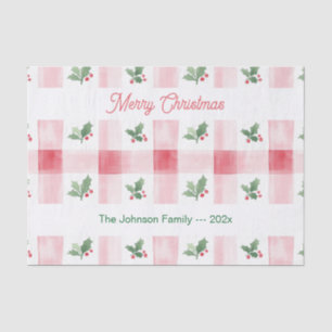 Pink Red Green Retro Personalised Christmas Tissue Paper