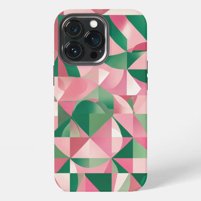 pink red green square iPhone case (Back)
