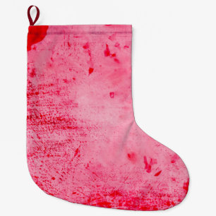 Pink Red Grunge Paint Texture Large Christmas Stocking