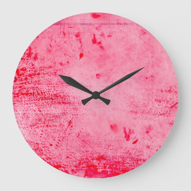 Pink Red Grunge Paint Texture Large Clock (Front)