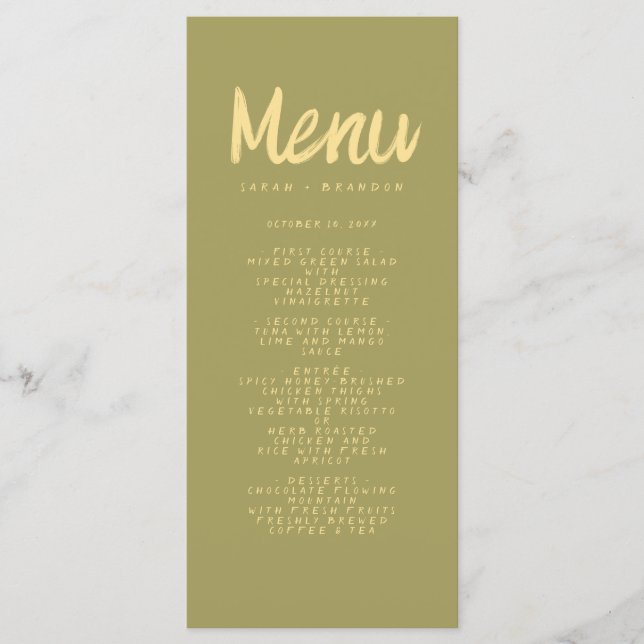 Pink Red Handwriting Typography Retro Wedding Menu (Front)