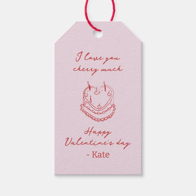 Pink Red Handwritten Valentine Gift Tags (Front)